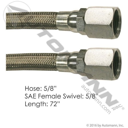 Automann HOSE, DISCHARGE, AIR COMPRESSOR, STAINLESS, 72 IN. LONG, FEMALE SWIVELS 5/8, HOSE 5/8 177.10172
